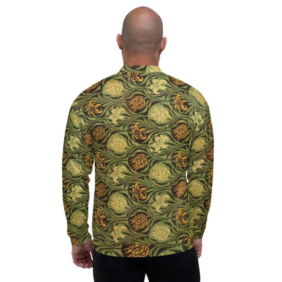 Tulip and Lily Pattern Vintage Art Print Unisex Bomber Jackets - Picture 4 of 11